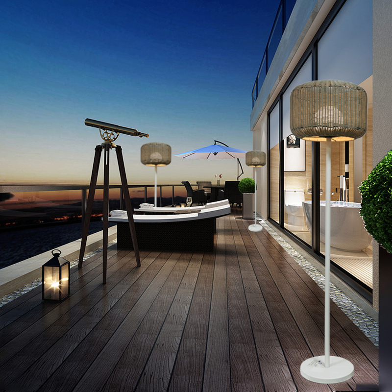 solar floor lamp rattan