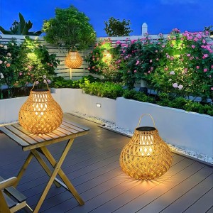 Eco-Friendly Solar Rattan Woven Lantern for Gardens