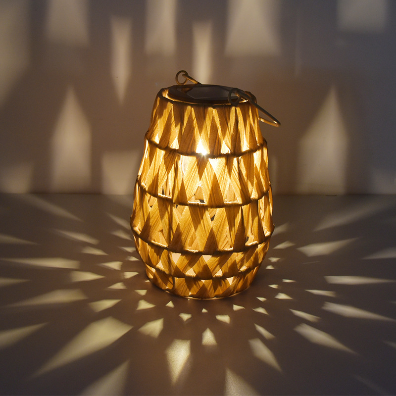 Vintage-Style Solar Rattan Lantern