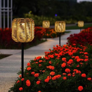 outdoor solar garden lights Rattan Lawn Lamps