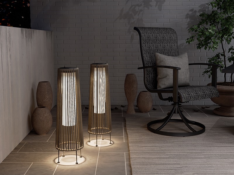 Modern Rattan Solar floor Light