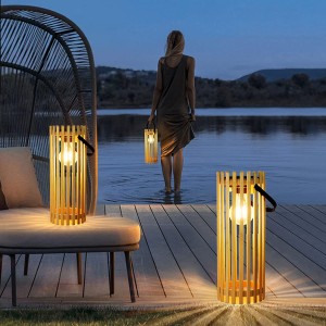 Led Outdoor Bamboo Solar Lantern