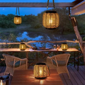 Hanging Solar Lanterns, with Hemp Rope Handle