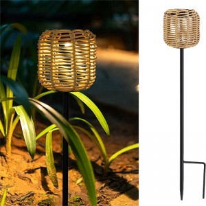 Outdoor Solar Garden Lights Rattan Lawn Lamps