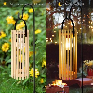 Led Outdoor Bamboo Solar Lantern