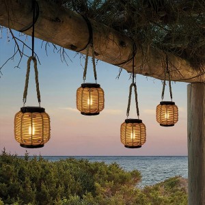 Hanging Solar Lanterns, with Hemp Rope Handle