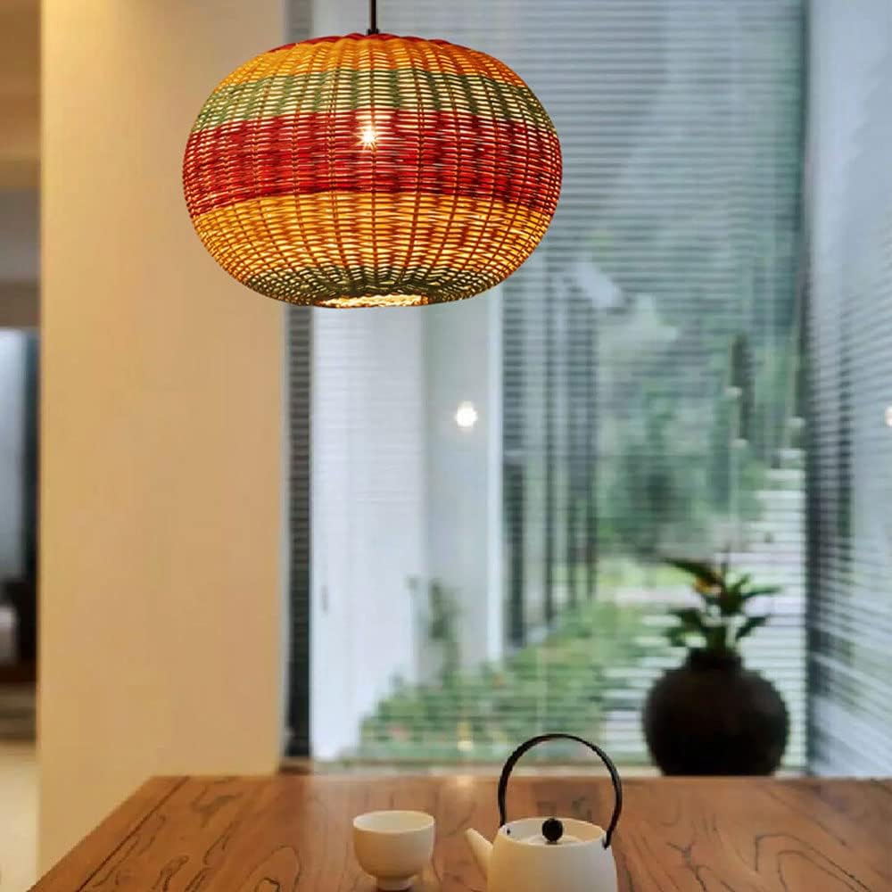 Colored dyed rattan pendant light