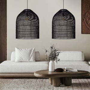 Modern Black Rattan Hanging Lamp