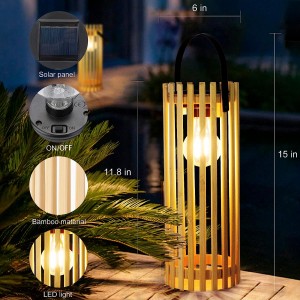 Led Outdoor Bamboo Solar Lantern