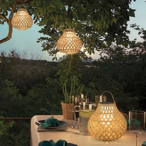 Eco-Friendly Solar Rattan Woven Lantern for Gardens