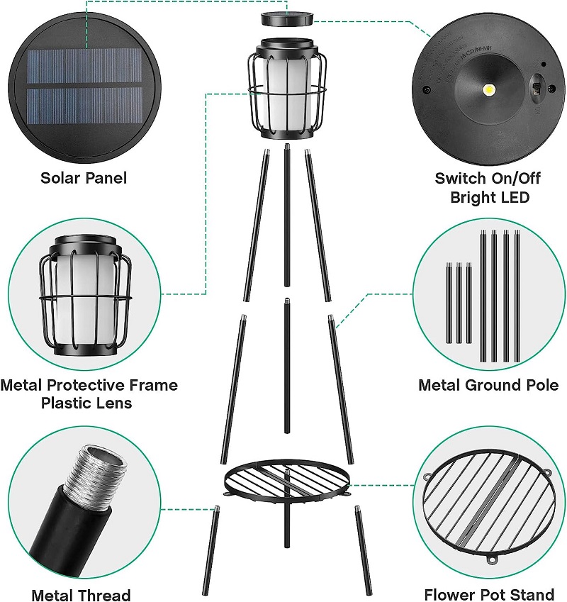 Solar Lights Outdoor with Plant Stands