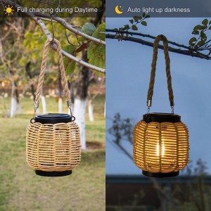 Hanging Solar Lanterns, with Hemp Rope Handle