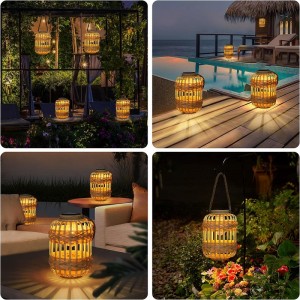 Outdoor Solar Lanterns, Rattan Hanging Lanterns