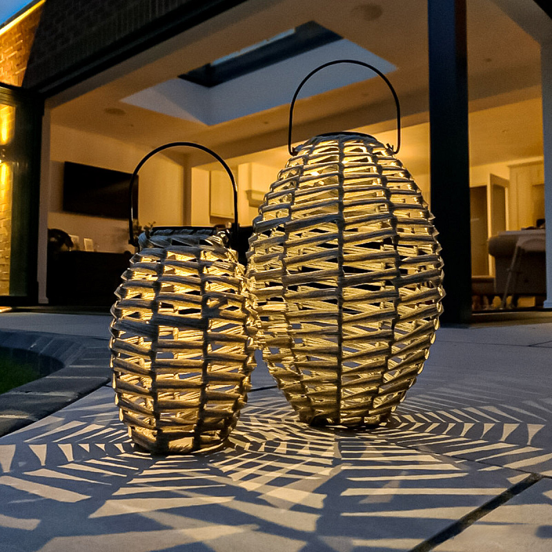 rattan solar garden lantern