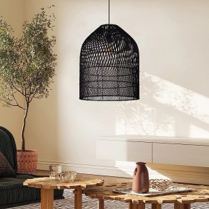 Modern Black Rattan Hanging Lamp