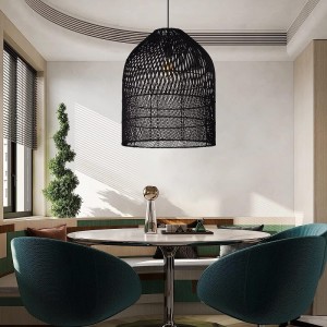 Modern Black Rattan Hanging Lamp