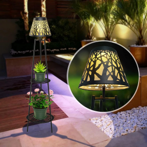 Outdoor Solar Floor Lamp with Shelves