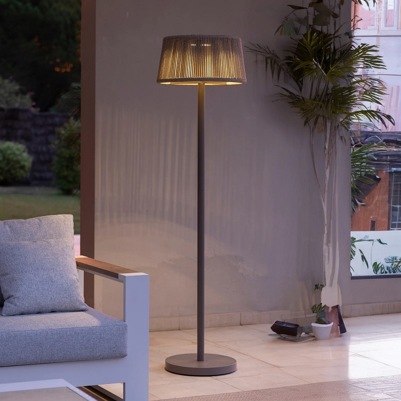 Outdoor floor lamps paired with outdoor furniture