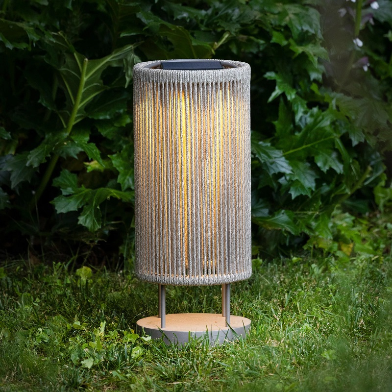 Solar-powered floor lanterns on the lawn