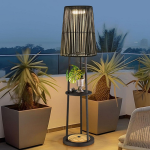 Double-Layer Solar Rattan Floor Lamps Wholesale