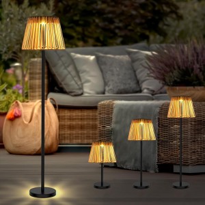 Outdoor Solar Floor Lamps, Rattan Lampshade