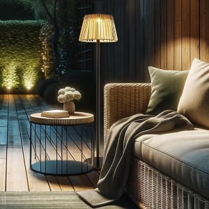 Outdoor Solar Floor Lamps, Rattan Lampshade