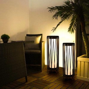 Handcrafted Rattan Solar Lantern for Patio and Yard