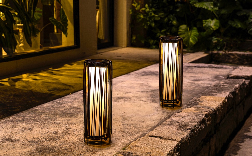 outdoor decor solar rattan lantern