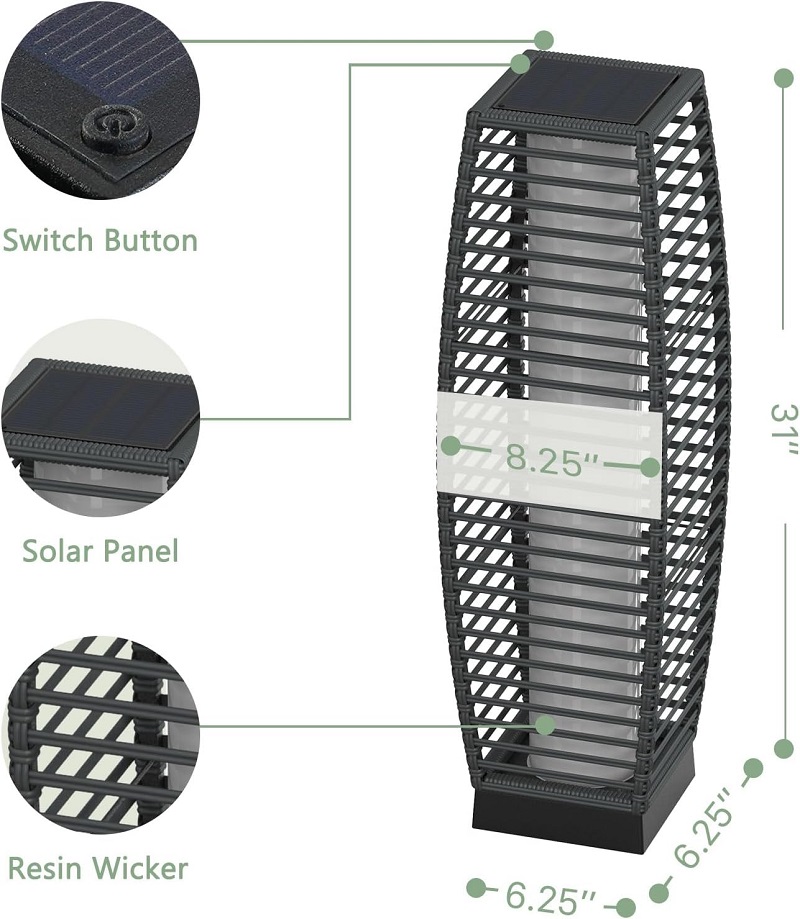 Wicker Solar Lantern Outdoor Lamp