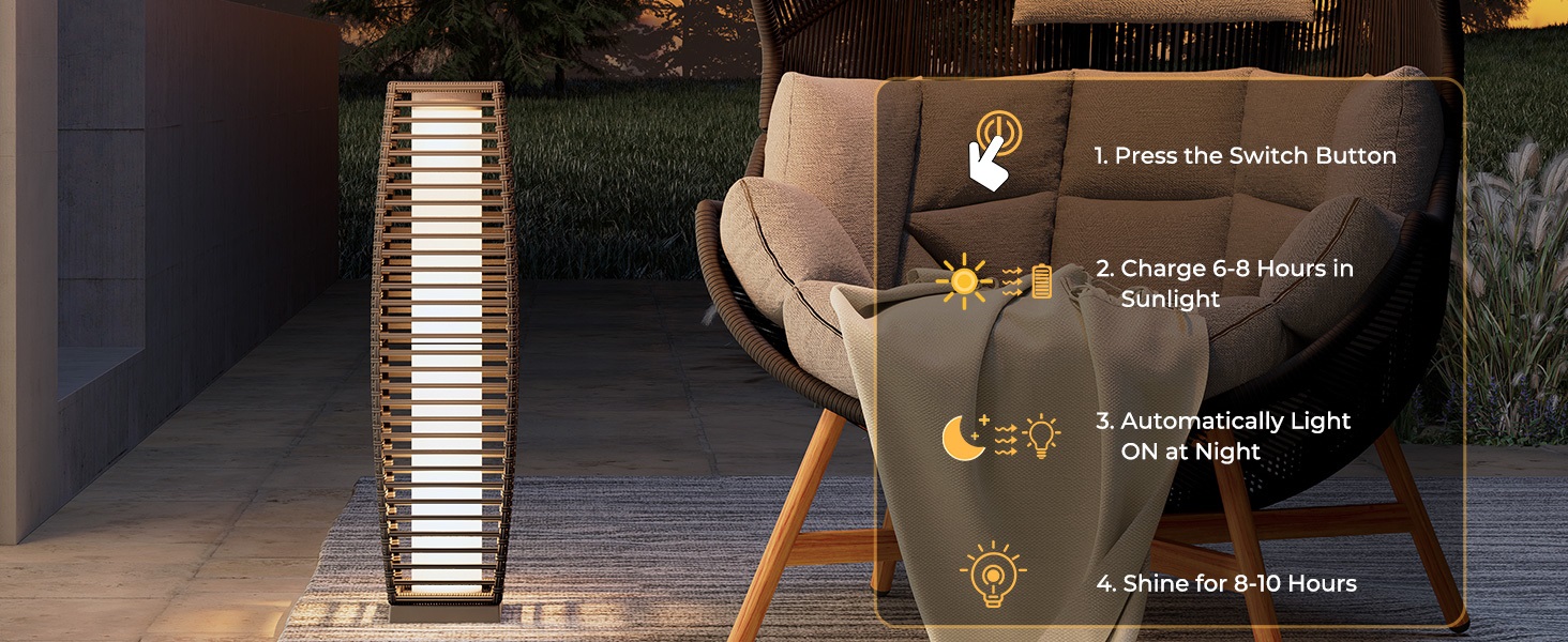 Wicker Solar Lantern Outdoor Lamp