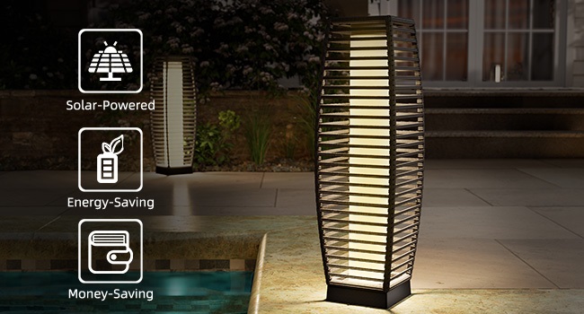 Wicker Solar Lantern Outdoor Lamp