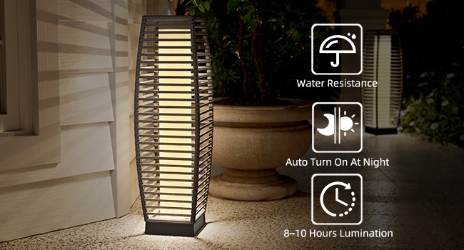 Wicker Solar Lantern Outdoor Lamp