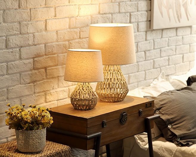 Woven table lamps