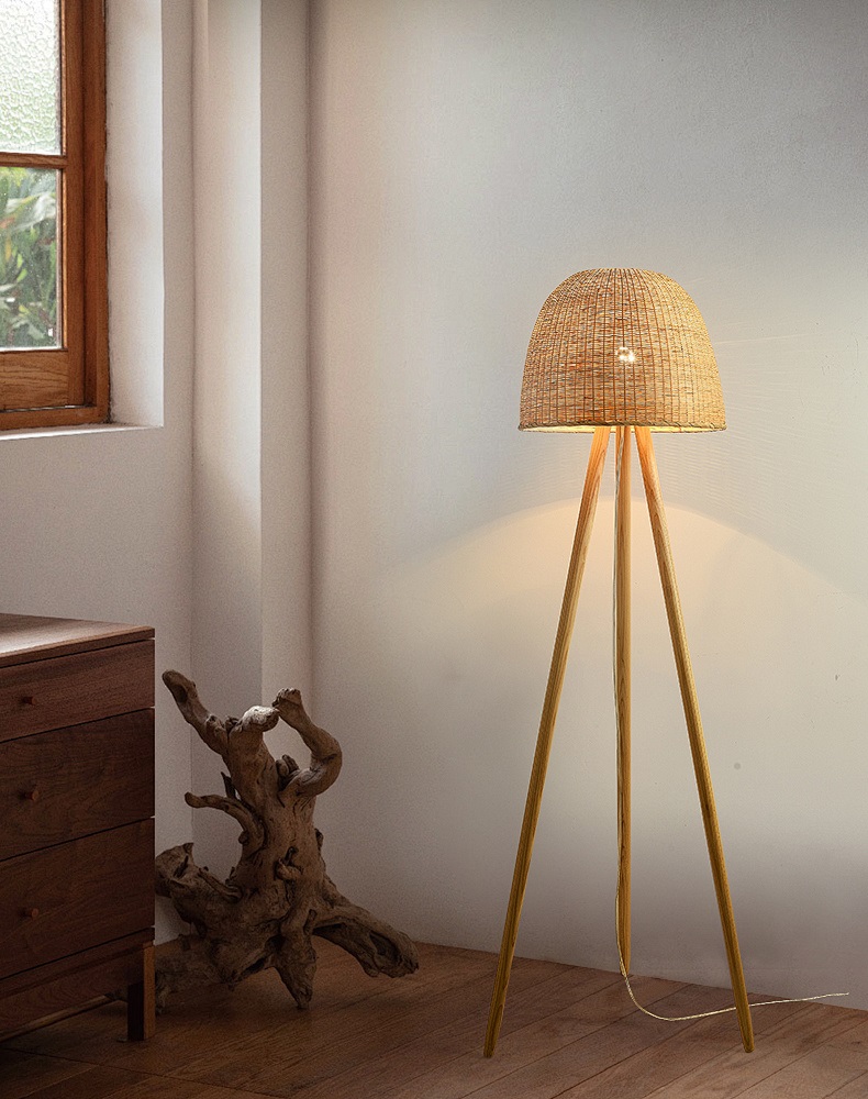 rattan floor light