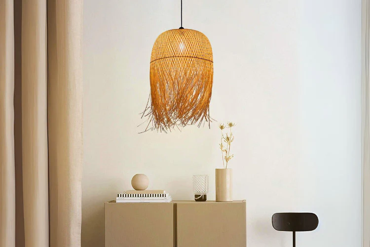 Tassel-style Rattan Pendant Light