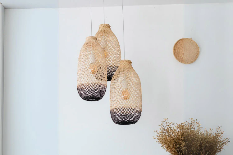 Oval bamboo and rattan chandelier