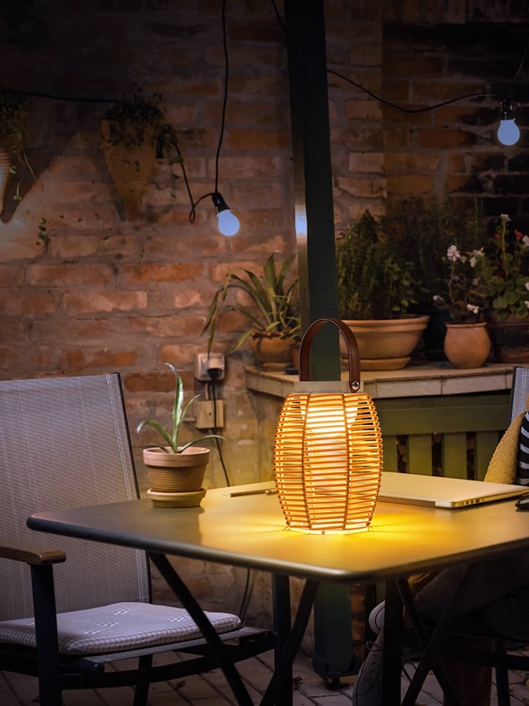 Rattan Solar Hanging Patio Lights