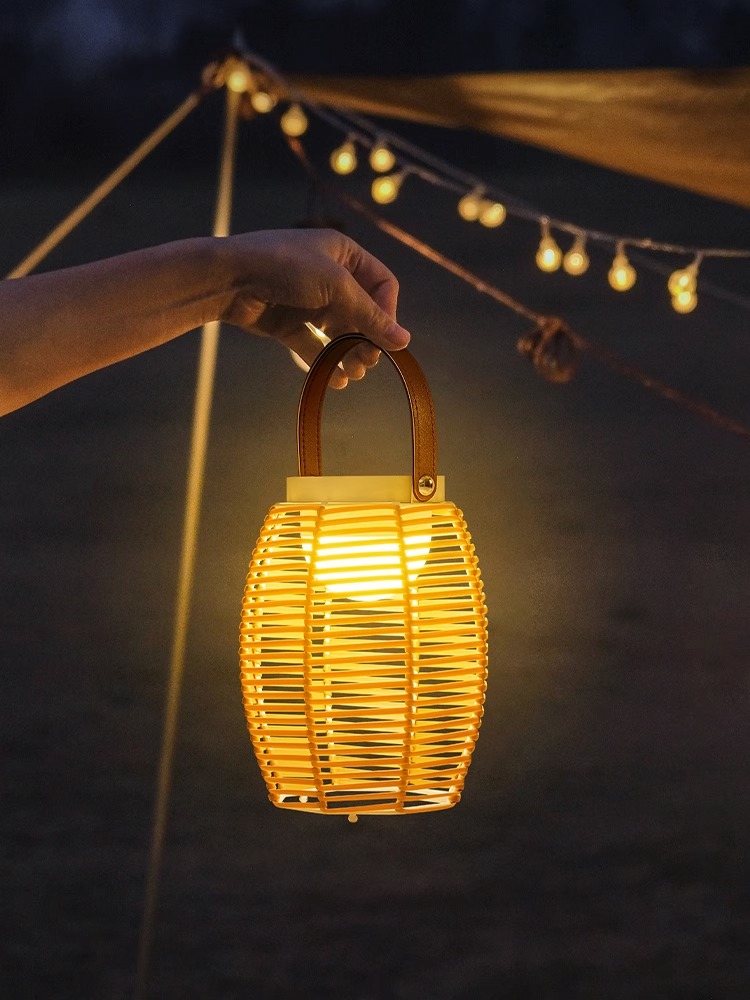 Rattan Solar Hanging Patio Lights