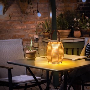 Rattan Solar Hanging Patio Lights